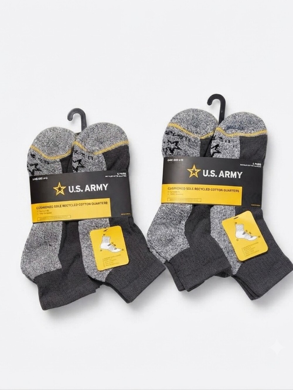 NWT U.S. Army 12 Pairs Cushioned Recycled Cotton Quarter Socks